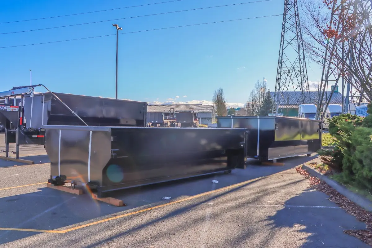 Roll-off dumpster ready for waste disposal at job site for 40 Yard Dumpster Rental in Wasco